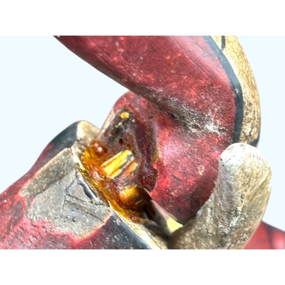 Hand-Carved Vintage Flying Elephant Figurine With Painted Wings & Trunk Detail - Picture 11 of 16